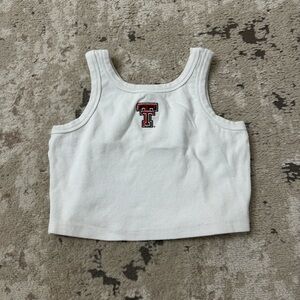 Texas Tech White Ribbed Tank Top Size Large